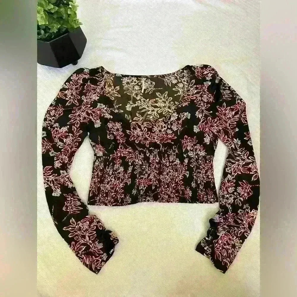 Free People Santiago Long Sleeve Crop Top Size XS